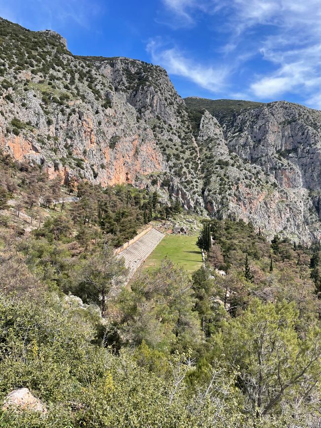 View of the ancient stadium of Delphi, Achilles will overtake the turtle 😀