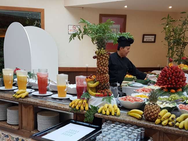 Our hotel breakfast. I especially like the fruit section with different juices and smoothies every day