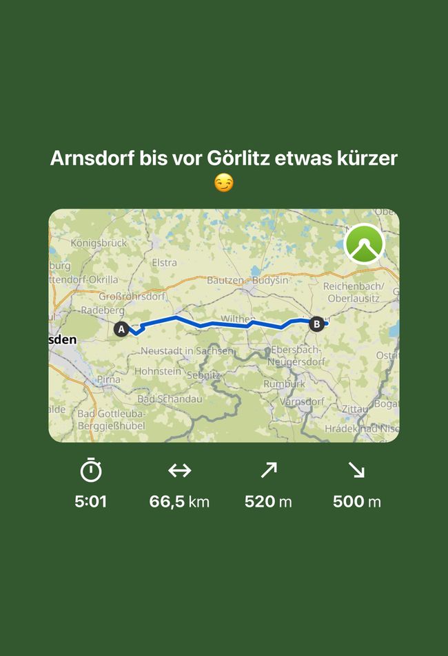 Arnsdorf bis Görlitz 65 km 1078 Km  ( 2830 Km)