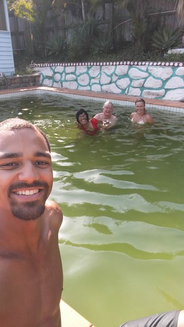 Kenny, Punam, Wyndham, and Krissi at Punam's pool