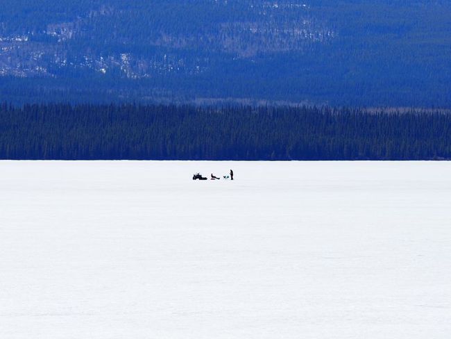 Ice fishermen on Little Atlin Lake