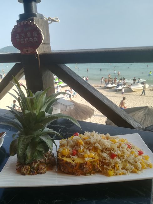 Fried pineapple rice at the beach