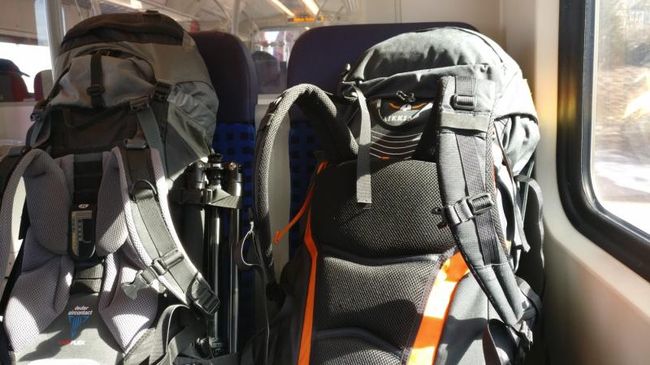 our two backpacks as nice seat companions