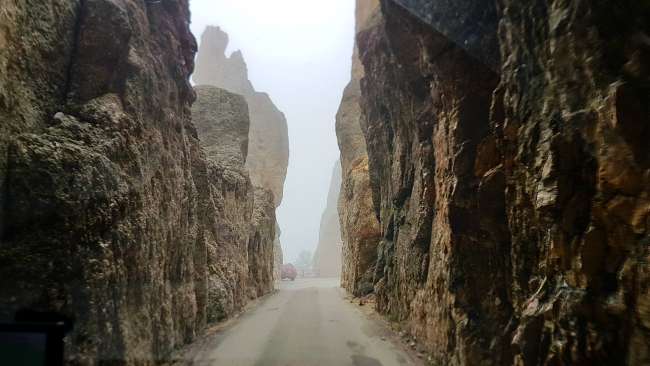 Narrow street in the fog