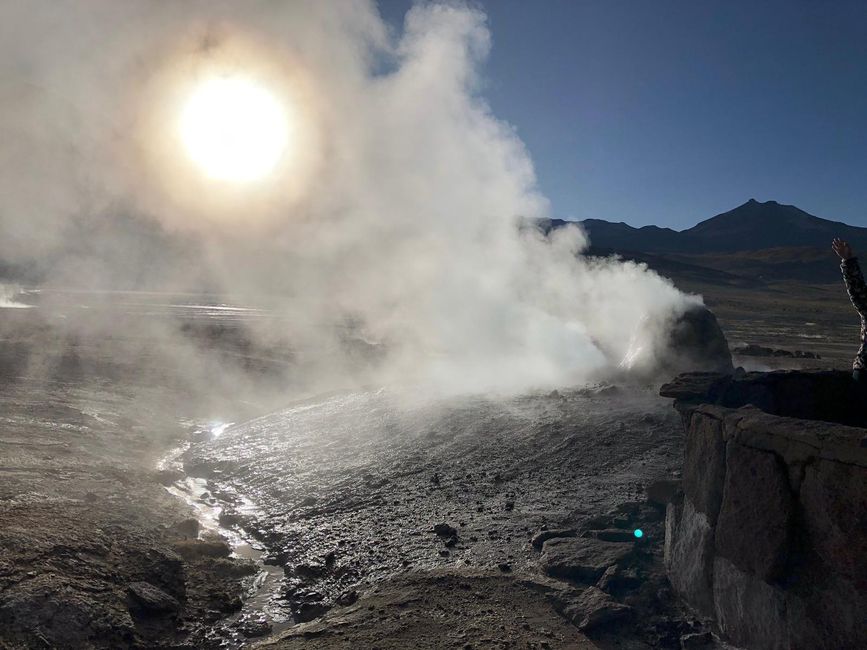 Steam from fumaroles