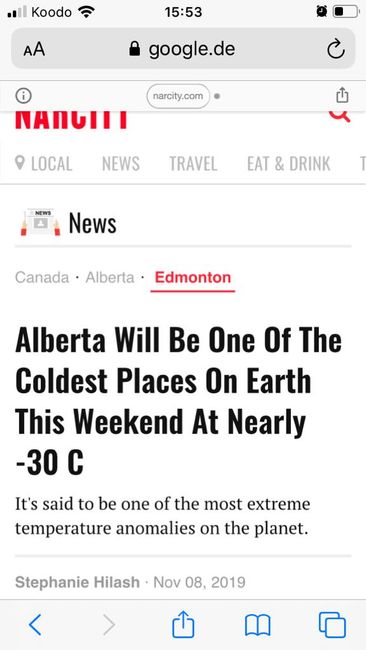 Kalt, Kälter, Edmonton...