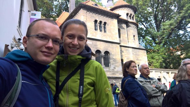 us in front of a synagogue