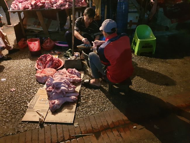 Meat stand at the morning market