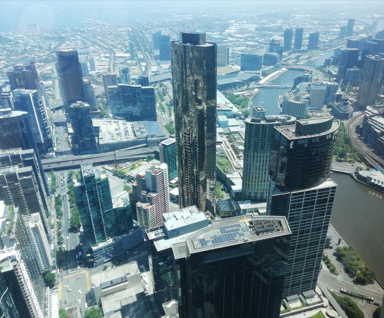 Hoch über Melbourne, fotografiert aus dem 88. Stock des Skydecks