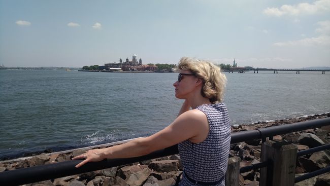 Libertas in the background Ellis Island