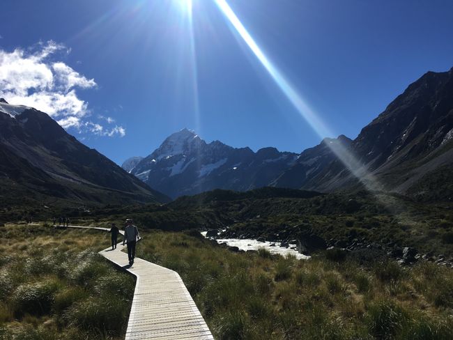 Hooker Valley Track with view of Mount Cook