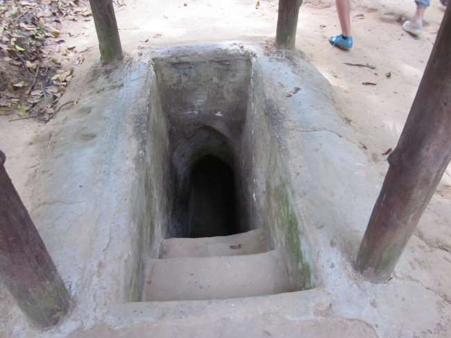 Enlarged entrance to the Viet Cong tunnel