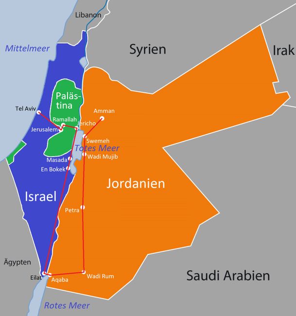 Israel, Palestine and Jordan