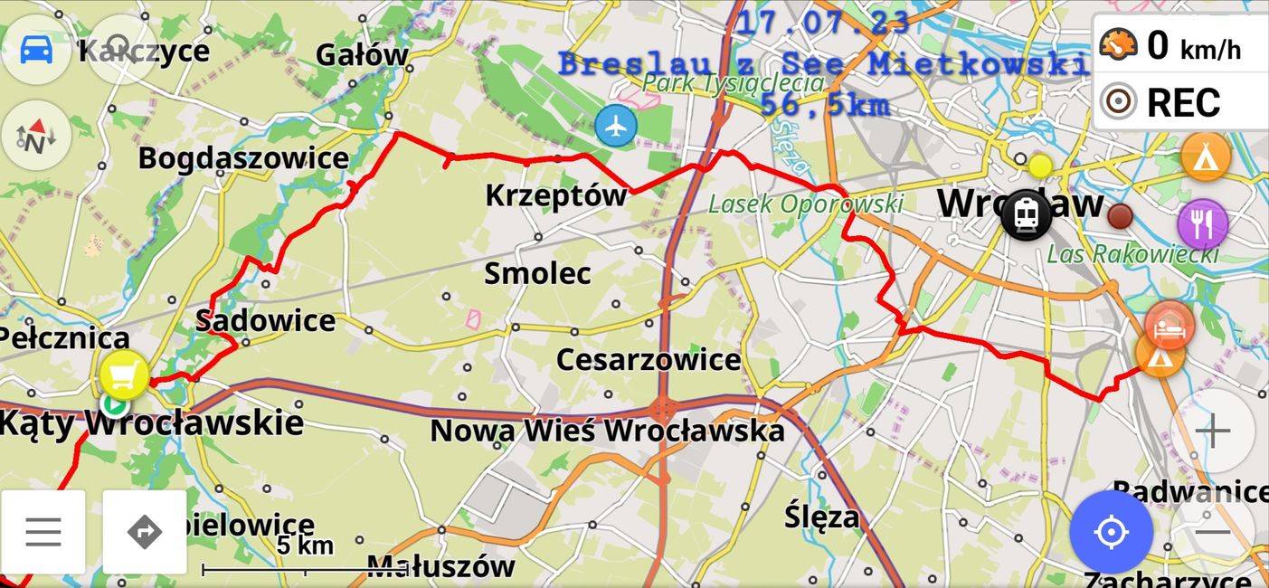 17.7.23 erst im Süden Breslau um fahren und dan zum See Mietkowski 