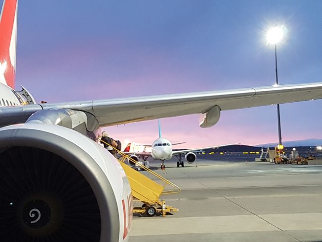 Sonnenaufgang beim Rückflug