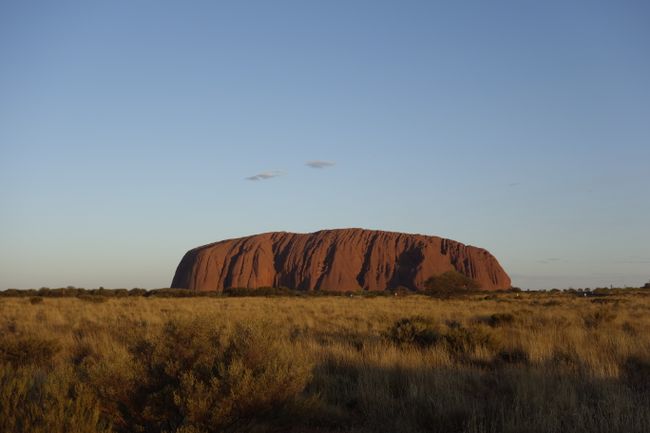 Notice how the Uluru changes colors in the sunset