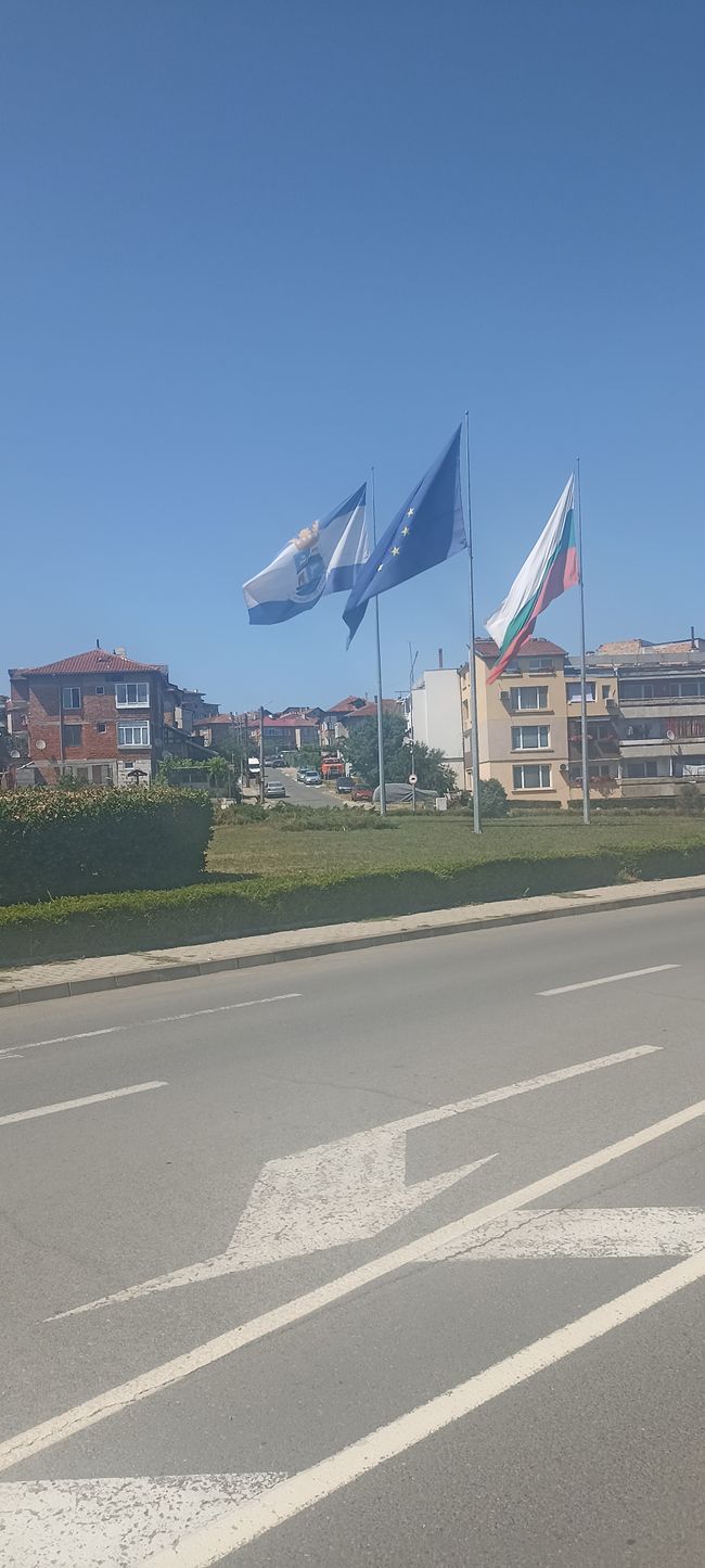 Flags to welcome us in Tsarevo