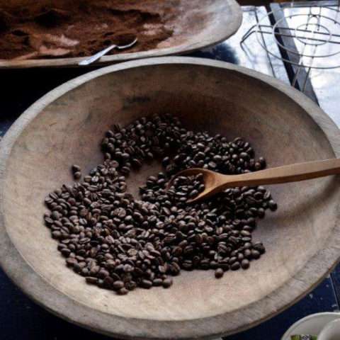 Coffee beans at the end of the process