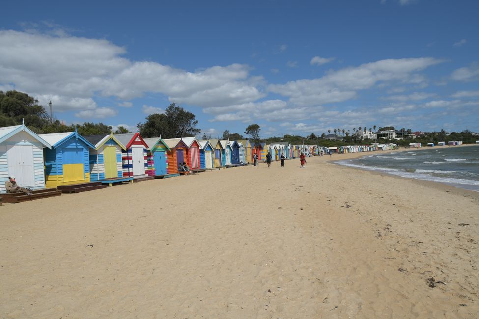 Brighton Beach with bathing boxes