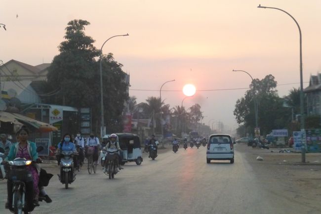 Sunrise over Siem Reap.