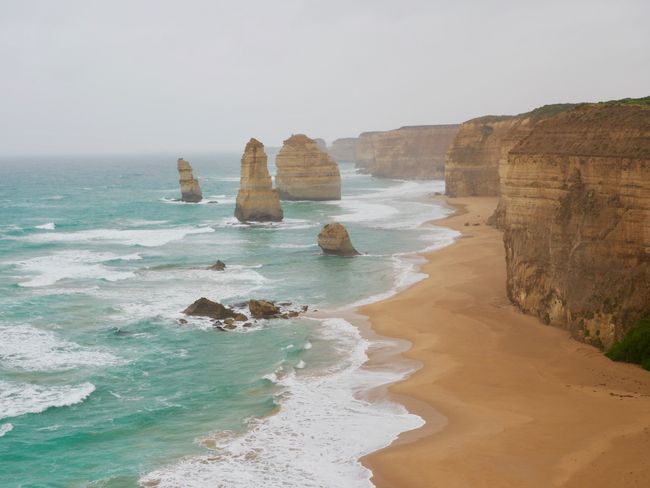 12 apostles. in the mist of the outer ring of a cyclone in West Australia 4000km away.