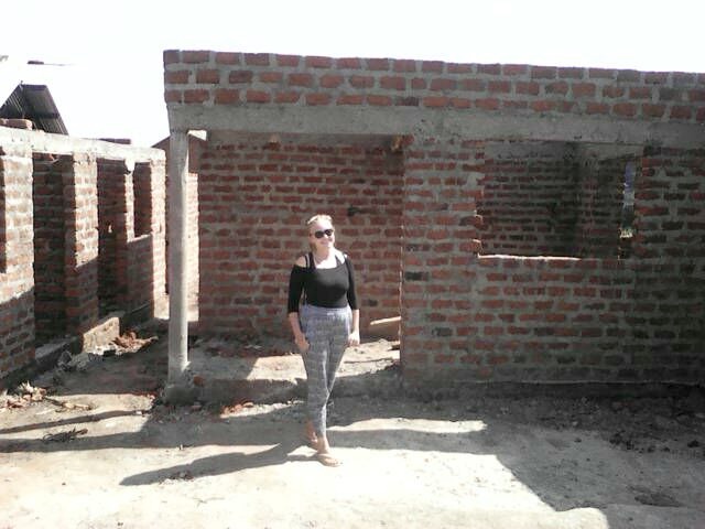 In front of the new house