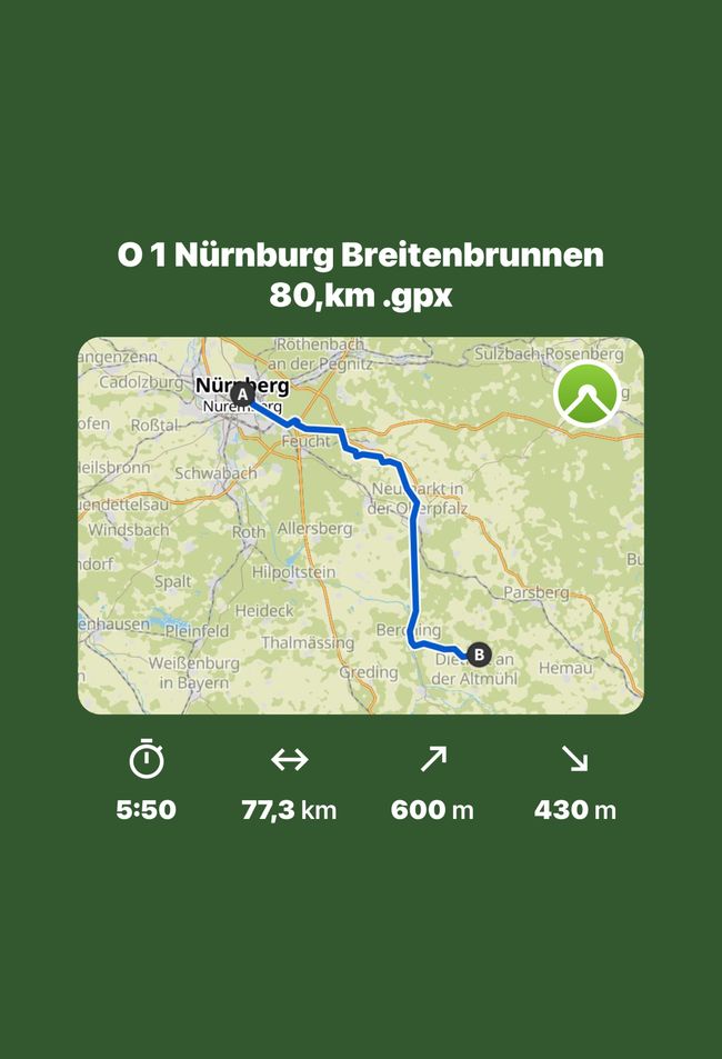 1 Tag von Nürnberg nach Breitenbrunn 80 km 80 Km   (1833 km)