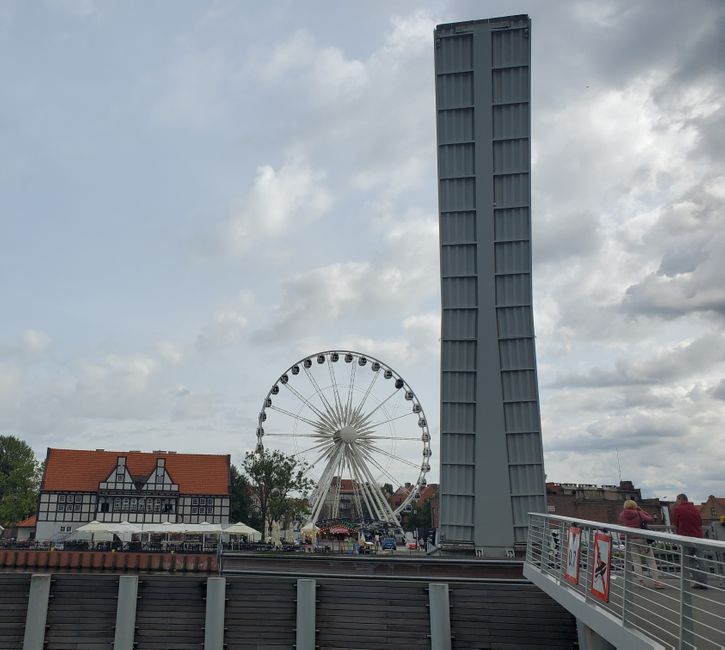 Ferris wheel and drawbridge over the Motlawa River