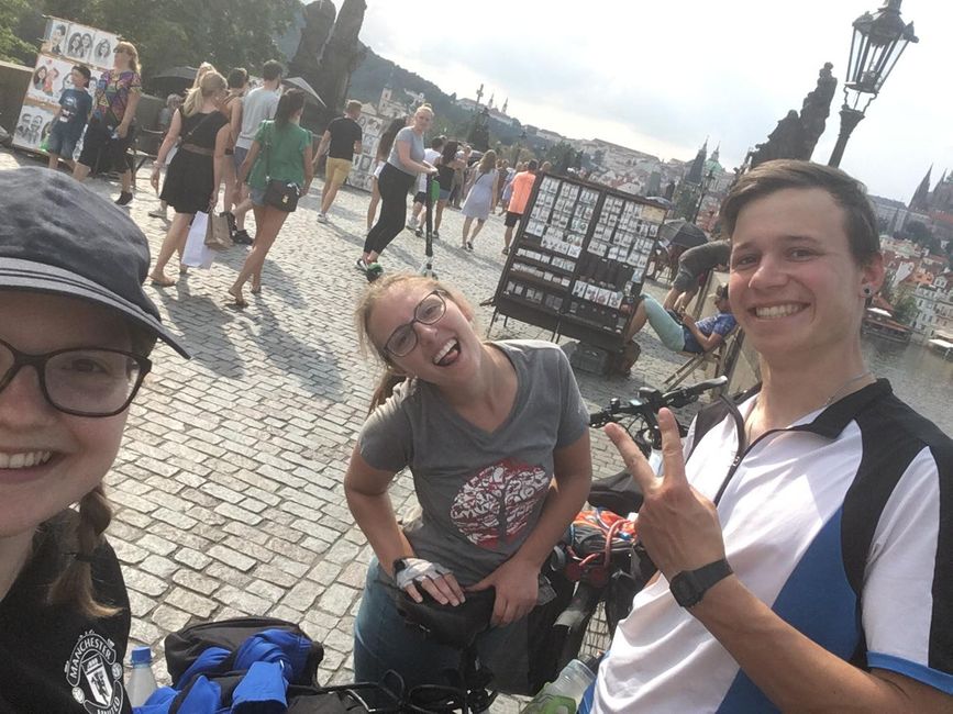 Silly posing on the Charles Bridge.