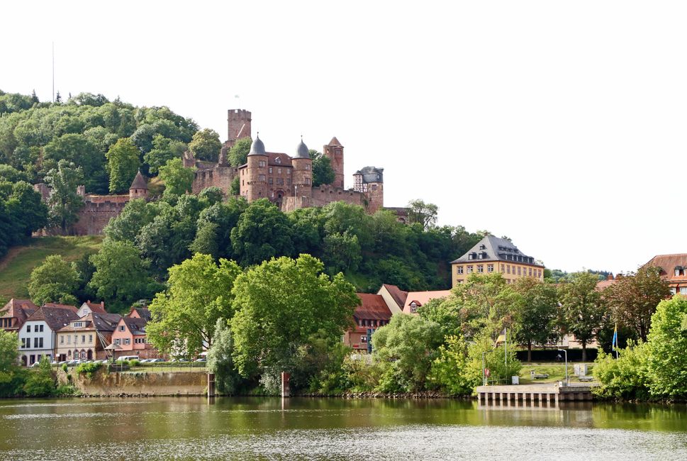 Die Burg Wertheim von der fränkischen Mainseite aus betrachtet.