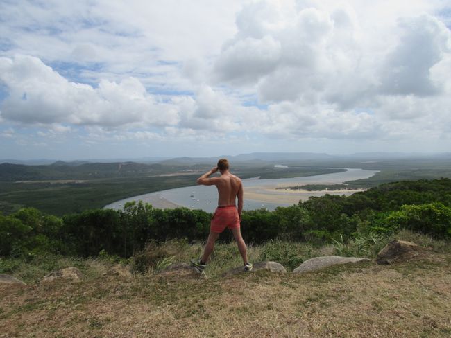 Dennis the explorer at the lookout in Cooktown 