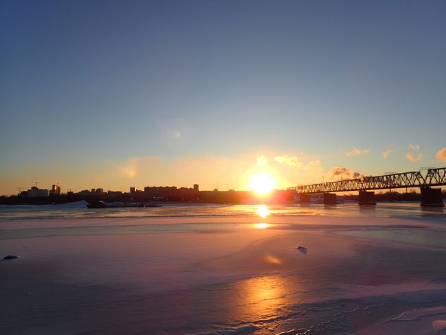 Icy river in Novosibirsk