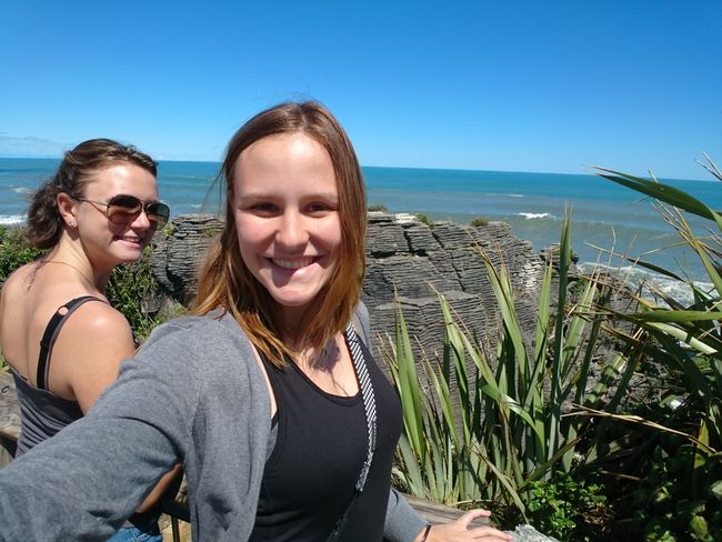 In the background: the Pancake Rocks