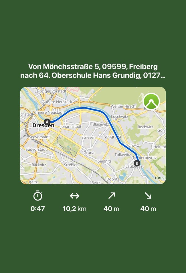 Freiberg bis hinter Dresden 55 km 988 Km ( 2745 Km)