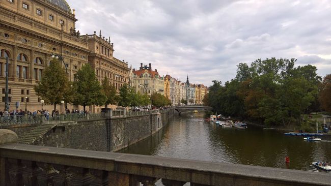 beautiful buildings on the bank of the Vltava River