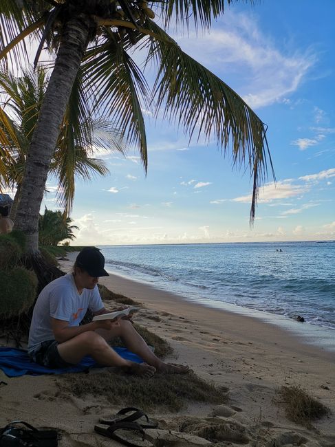 One of the main activities on the island: reading