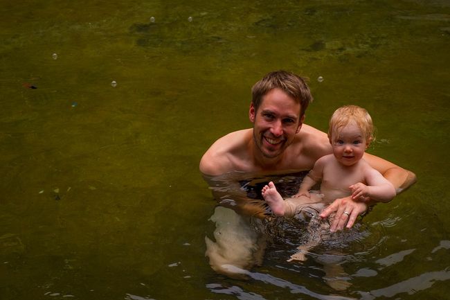 We enjoy a rare bath in hot springs.