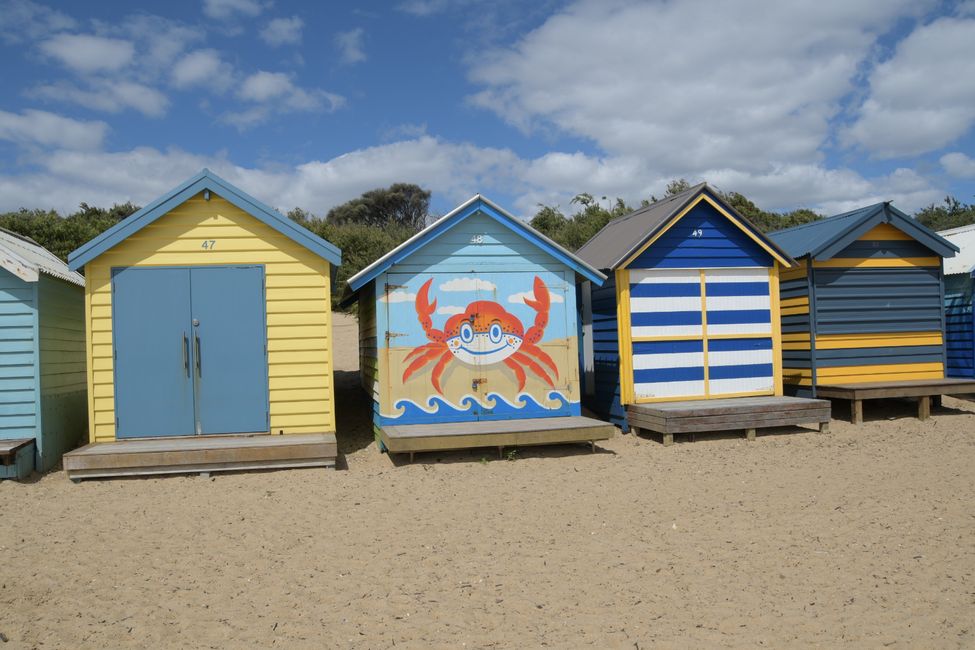 Brighton Beach with bathing boxes