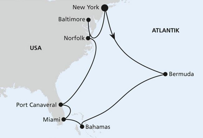 Route Nordamerika bis Ende Oktober 2018