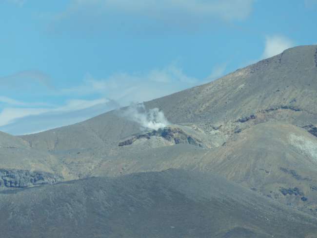 Volcanic activity on the side of the mountain