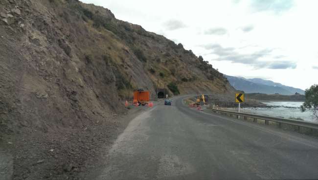 Another picture of the road right next to the rocks