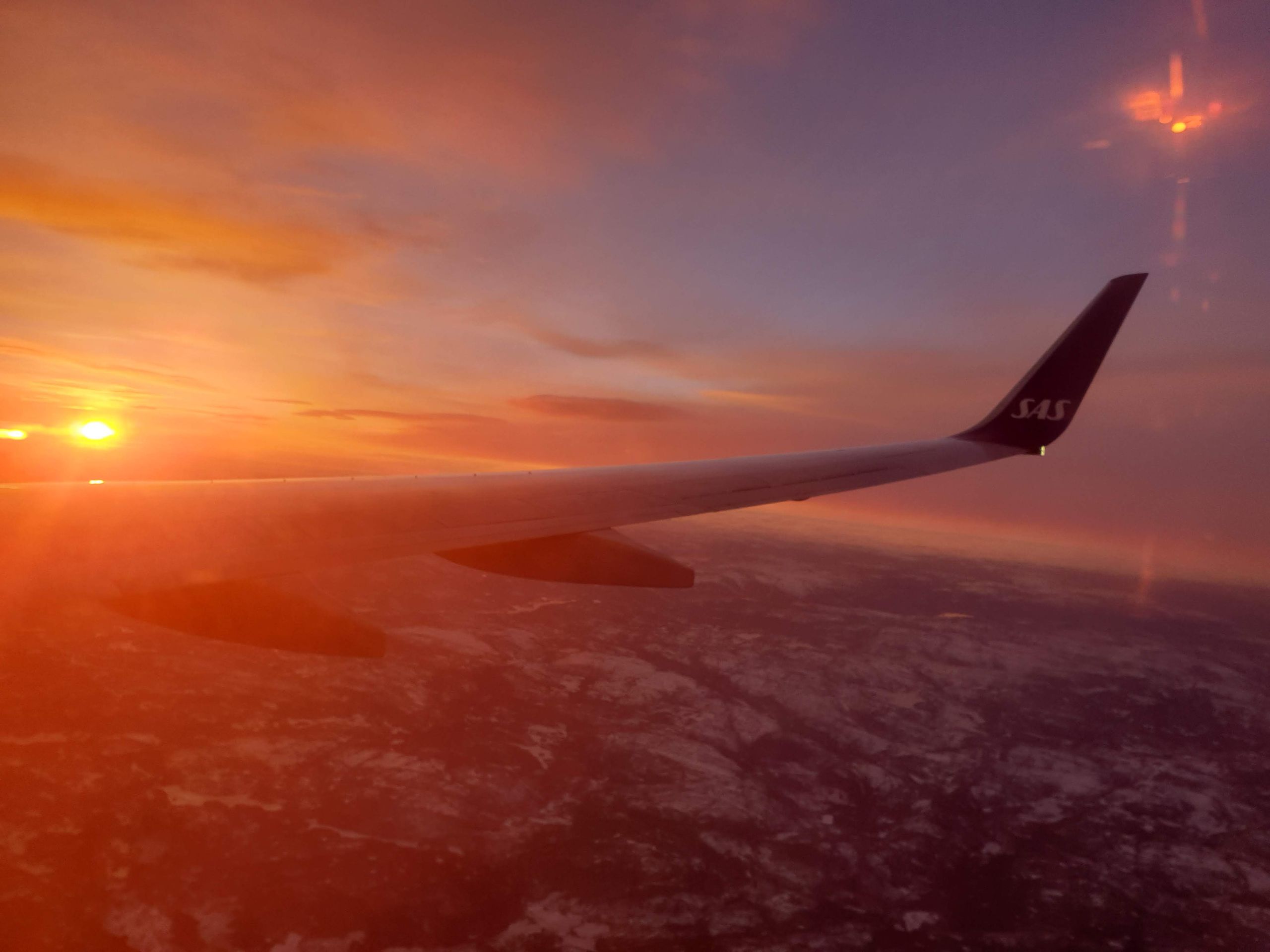 Return flight at sunset