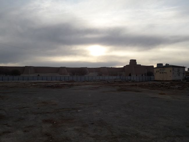 Sun behind clouds over Khiva