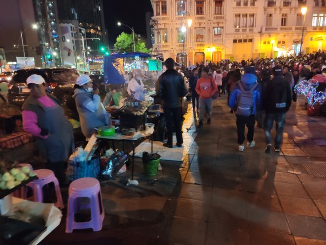 Bustling activity at the main square - La Paz