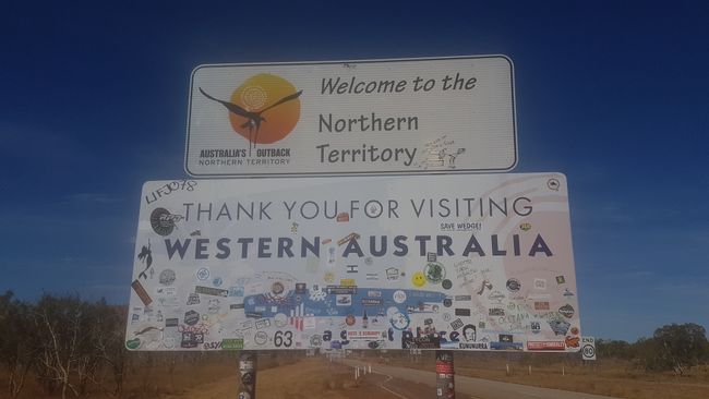 Crossing the border from Western Australia to the Northern Territory.