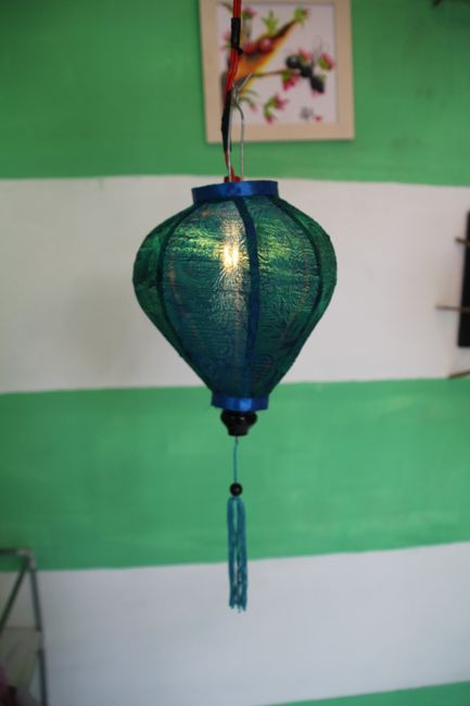 Franzi's self-made lantern, blue-green