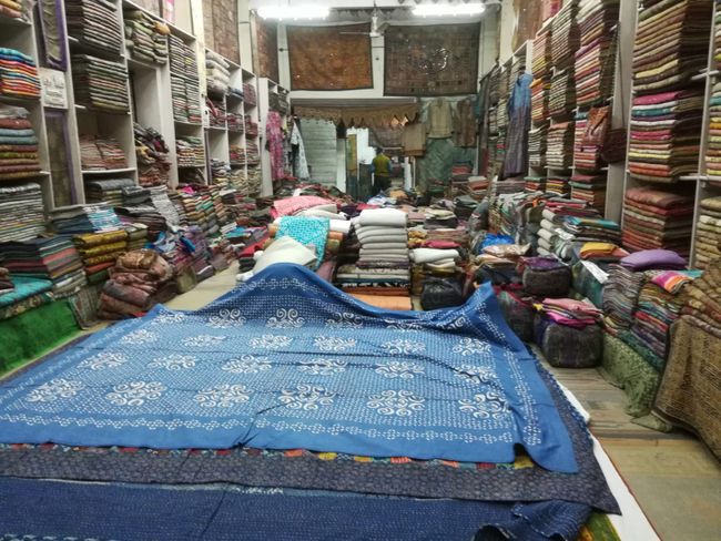 Thousands of textiles at Jain Textiles warehouse