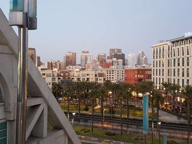 Downtown San Diego with Gaslamp Quarter, Convention Center, and Coronado Bridge