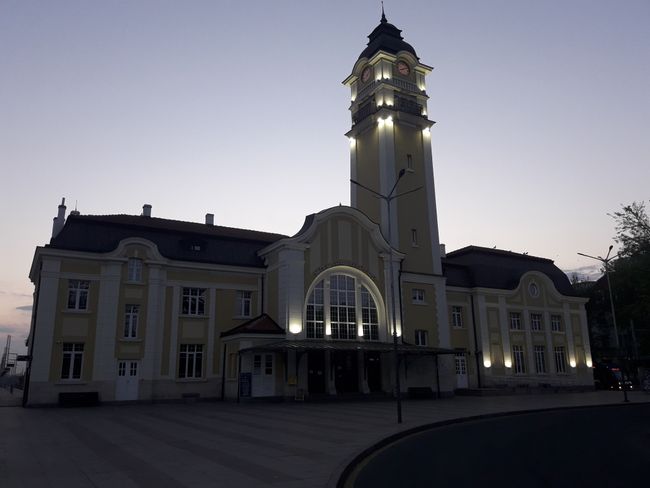 Burgas train station in the evening