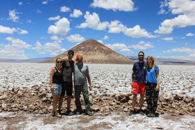 Group photo at Cono de Arita - with guide Renato and our fellow travelers Dani & Manuela